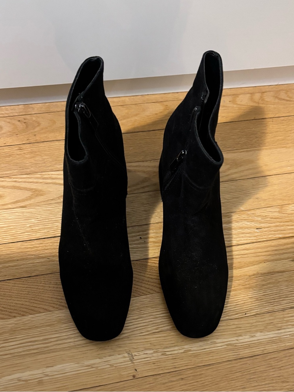 Zara Black Suede Ankle Booties with Side Zip